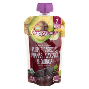 Happy Baby Food, Clearly Crafted Purple Carrots Bananas Avocados And Quinoa, 4 Oz(Case Of 16)