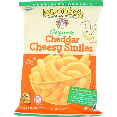 Annie's Homegrown, Organic Cheddar Cheesy Smiles, 4 Oz