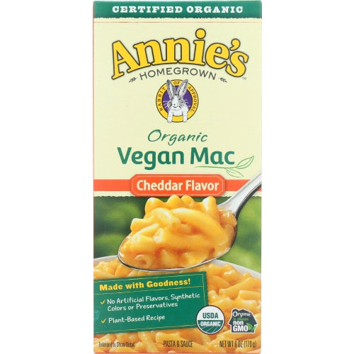 Annie's Homegrown, Organic Vegan Macaroni Cheddar Flavor, 6 Oz(Case Of 12)