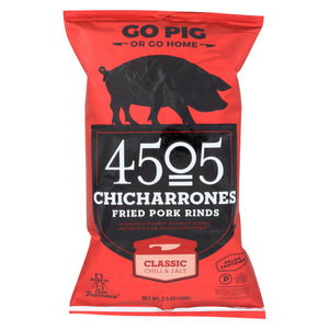 4505 Meats, P Ork Rinds  Chicharones  Chili  Salt, 2.5 Oz(Case Of 12)