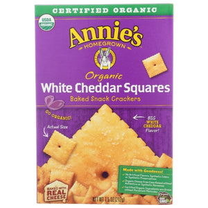 Annie's Homegrown, Organic White Cheddar Squares Cracker, 7.5 Oz(Case Of 12)