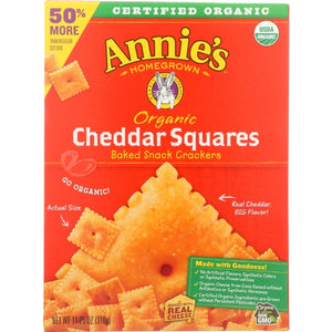 Annie's Homegrown, Organic Cheddar Squares Baked Crackers, 11.25 Oz(Case Of 6)