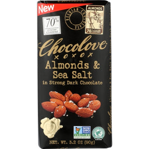 Chocolove, Almonds And Sea Salt Strong Dark Chocolate, 3.2 Oz(Case Of 12)