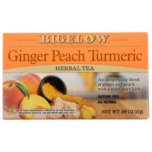 Bigelow, Ginger Peach Turmeric Herbal Tea, 0.98 Oz(Case Of 6)