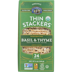 Lundberg, Thin Stackers Basil And Thyme Puffed Grain Cakes, 6 Oz(Case Of 6)
