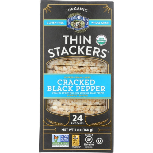 Lundberg, Thin Stackers Cracked Black Pepper, 6 Oz