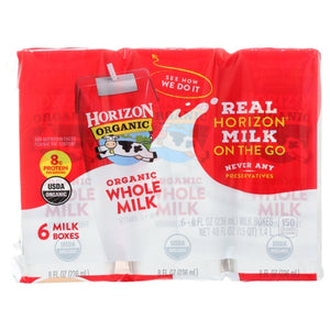 Horizon Organic Milk, Milk Whole Plain 6X8Oz, 48 Oz(Case Of 3)