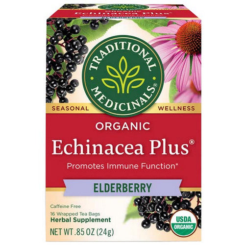 Traditional Medicinals, Organic Echinacea Plus Elderberry Tea, Elder 16 Bags