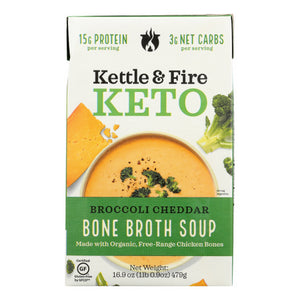 Kettle And Fire, Keto Soup Broccoli Cheddar Chicken Bone Broth, 16.9 Oz