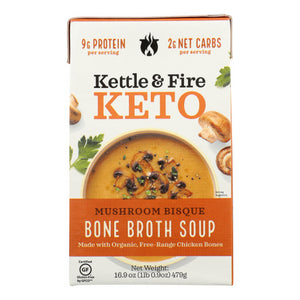 Kettle And Fire, Keto Soup Mushroom Bisque Chicken Bone Broth, 16.9 Oz(Case Of 6)
