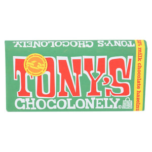 Tonys Chocolonely, 32% Milk Chocolate Bar with Hazelnut, 6.35 Oz(Case Of 15)