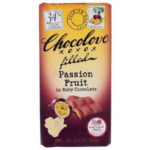 Chocolove, Ruby Cacao Bar Passion Fruit Filling, 3.2 Oz(Case Of 10)