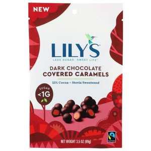 Lilys Sweets, Caramels Drk Choc, 3.5 Oz(Case Of 12)