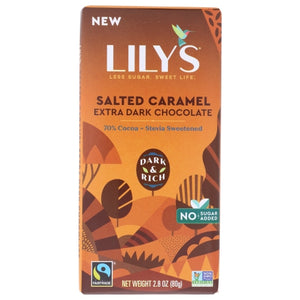 Lilys Sweets, Salted Caramel Extra Dark Bitter Chocolate, 2.8 Oz(Case Of 12)
