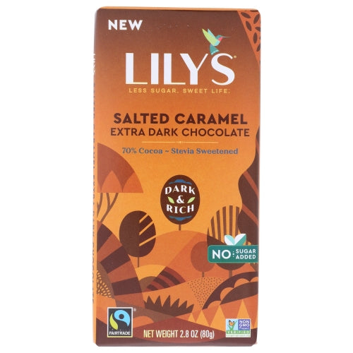 Lilys Sweets, Salted Caramel Extra Dark Bitter Chocolate, 2.8 Oz(Case Of 12)
