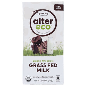 Alter Eco, Choc Milk Grass Fed, 2.65 Oz(Case Of 12)