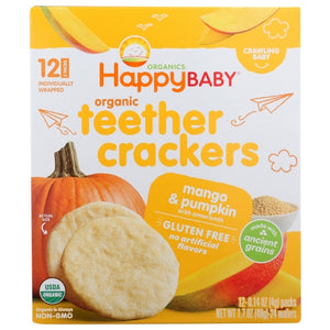 Happy Baby Food, Organic Teether Crackers Mango And Pumpkin, 1.7 Oz(Case Of 6)