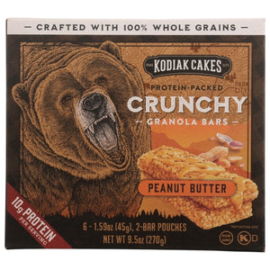 Kodiak Cakes, Peanut Butter Crunchy Granola Bars, 9.5 Oz(Case Of 12)