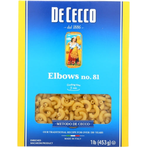 Pasta Elbows Case of 20 X 16 Oz by De Cecco
