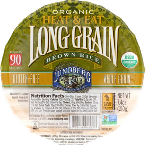 Lundberg, Organic Long Grain Brown Rice Bowl, 7.4 Oz(Case Of 12)