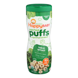 Happy Baby Food, Organic Superfood Puffs Kale And Spinach, 2.1 Oz(Case Of 6)
