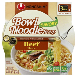 Nongshim, Soup Bowl Ndle Savory Beef, 3.03 Oz(Case Of 12)