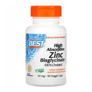 Doctors Best, High Absorption Zinc Bisglycinate, 50 mg, 90 Veg Caps