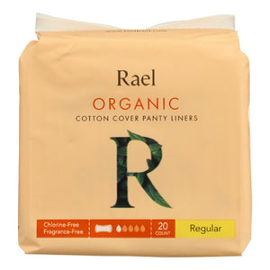 Rael, Organic Cotton Cover Panty Liners Regular, 20 Count