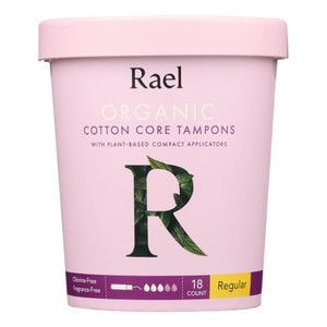 Rael, Organic Cotton Core Regular Tampons, 18 Count