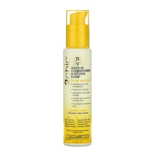 Giovanni Cosmetics, 2Chic Ultra-Revive Leave-In Conditioning Elixir, Pineapple & Ginger 4 Fl Oz