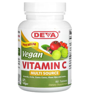 Deva Vegan Vitamins, Vegan Vitamin C Multi Source, 90 Tabs