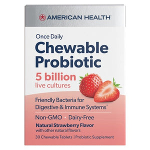 American Health, Chewable Probiotic, (5 Billion), Natural Strawberry 30 Tabs