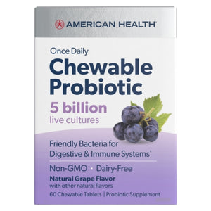 American Health, Chewable Probiotic, (5 Billion), Natural Grape 60 Tabs