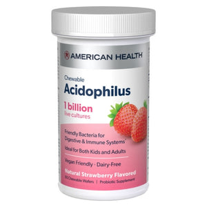 American Health, Chewable Acidophilus And Bifidum Wafers, (1 Billion), Natural Strawberry 60 Tabs