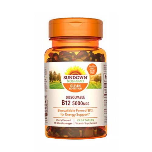 Sundown Naturals, Dissolvable Vitamin B12 Microlozenges, 5000 Mcg, Cherry 90 Count