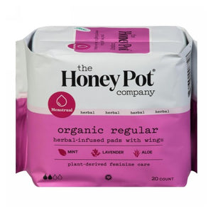 The Honey Pot, Organic Regular Herbal-Infused Pads With Wings, 20 Count