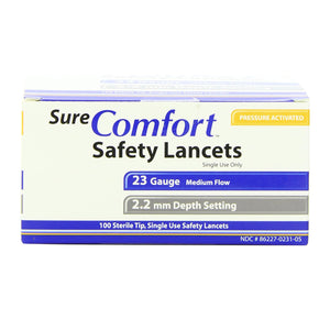 Sure, Safety Lancet 23 Gauge 2.2 mm Depth, 100 Count