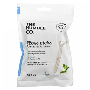The Humble Co, Dental Floss Picks w/ Grip Handle Mint, 50 Count