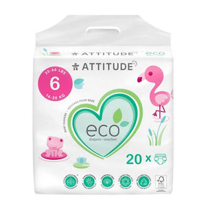 Attitude, Baby Diapers XL Size 6, 20 Count