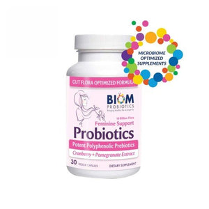 Biom Probiotics, Feminine Pro Prebiotic Cranberry, 30 Caps