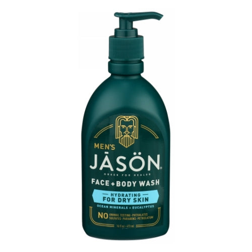 Jason Natural Products, Hydrating 2-in-1 Face & Body Wash, 16 Oz