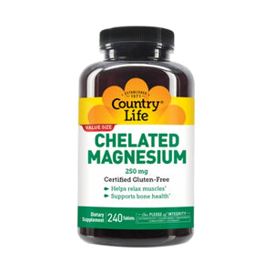 Country Life, Chelated Magnesium, 250mg, 240 Tabs