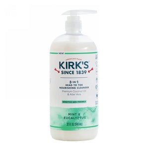 Kirk's Natural Products, 3-In-1 Head to Toe Nourishing Cleanser Mint & Eucalyptus, 32 Oz