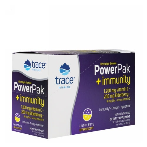 Trace Minerals, Electrolyte Stamina Power Pak + Immunity, Lemon Berry 30 Packets