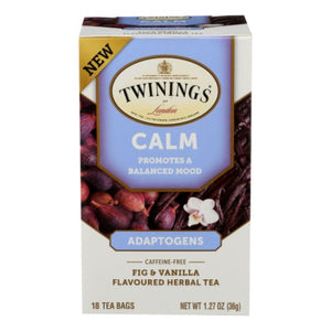 Twinings Tea, Calm Adaptogens Fig & Vanilla Herbal Tea, 18 Bags (Case of 6)