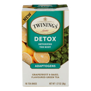 Twinings Tea, Detox Adaptogens Grapefruit & Basil Green Tea, 18 Bags (Case of 6)