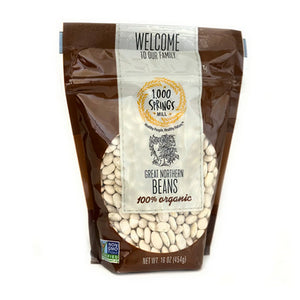 1000 Springs Mill, Organic Great Northern Beans, 16 Oz (Case of 4)