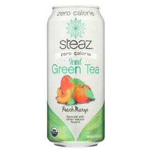 Steaz, Organic Zero Calorie Peach Mango Green Tea, 16 Oz (Case of 12)