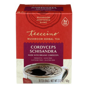 Teeccino, Cordyceps Schisandra Mushroom Herbal Tea, 10 Count (Case of 6)