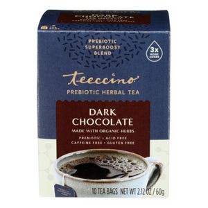 Teeccino, Organic Dark Chocolate Prebiotic Herbal Tea, 10 Count (Case of 6)